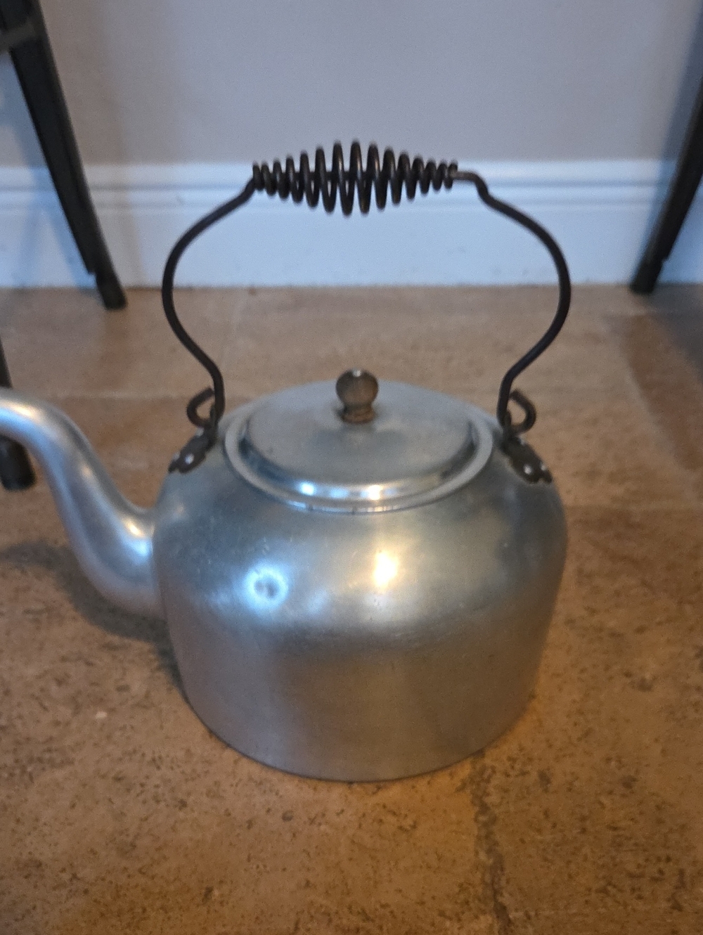 Classic Silver Whistling Tea Kettle with Coil Handle